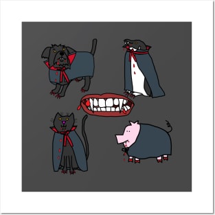 Halloween Horror Vampire Cute Animals Posters and Art